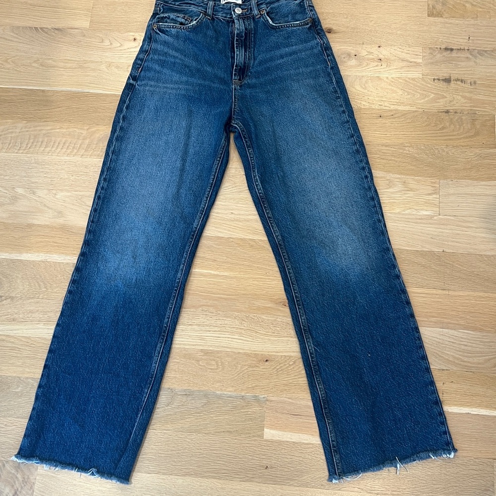 Zara Dark Blue Wide Leg Jeans